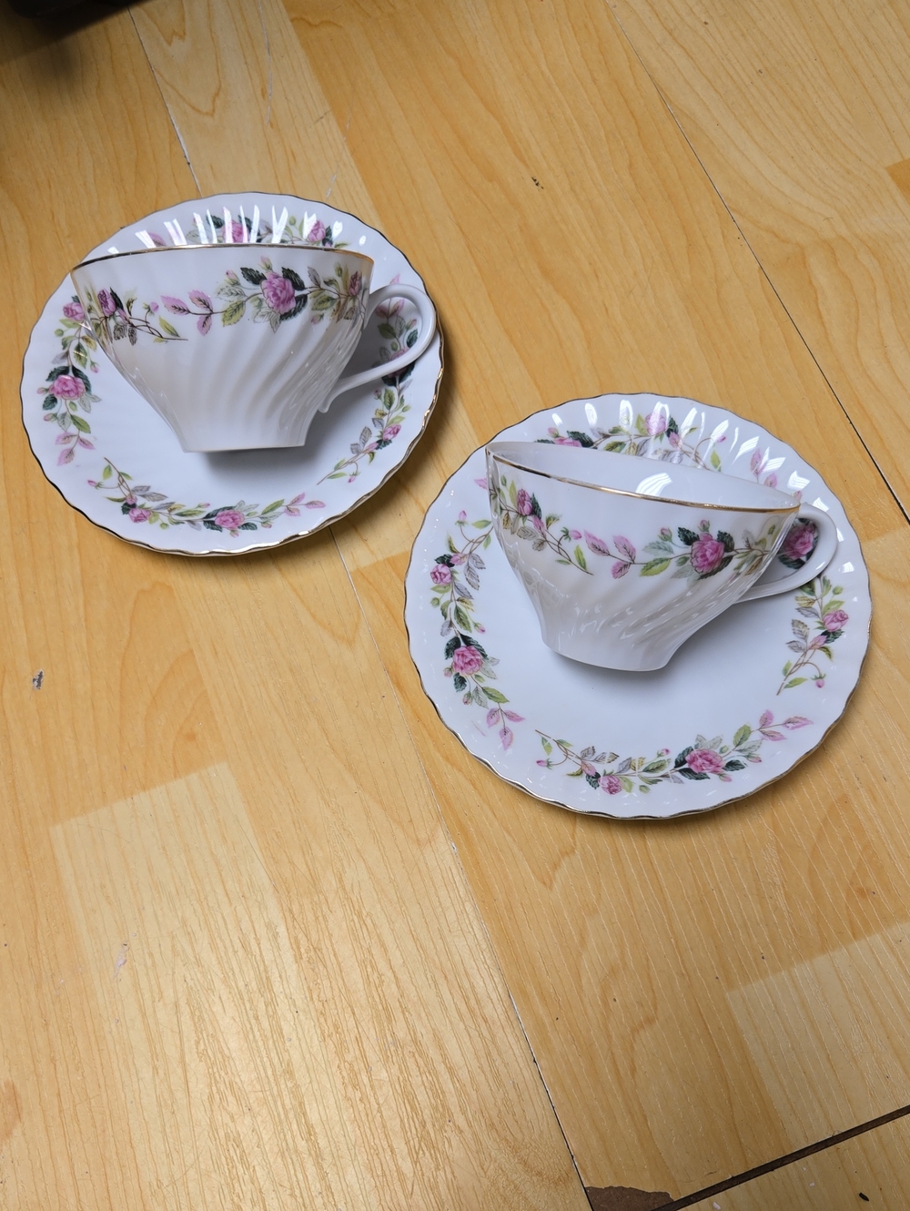 Set Of 2, Bone China Japan Regency Rose # 2345 Tea Cup and Saucers
